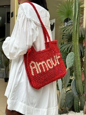 Handmade Amour Shoulder Jute Bag from The Jacksons London